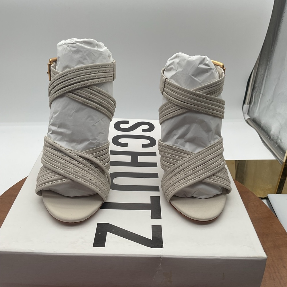 SCHUTZ Marcela‎ Women's pearly color Strappy Heels size 5.5B